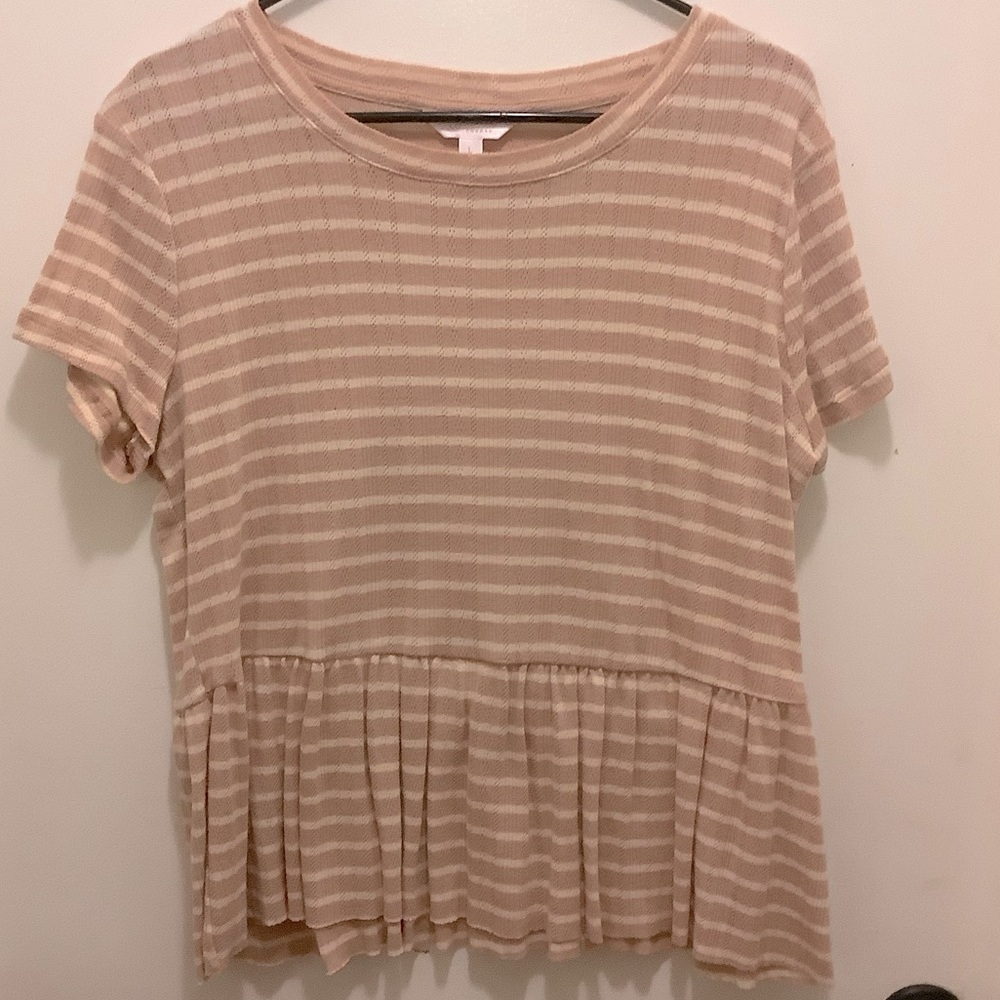LC Lauren Conrad Striped Peplum Top